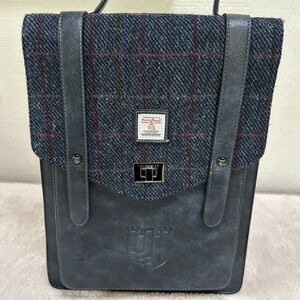 Islander Harris Tweed Carloway Backpack Vintage Leather Flap and Tablet Sleeve